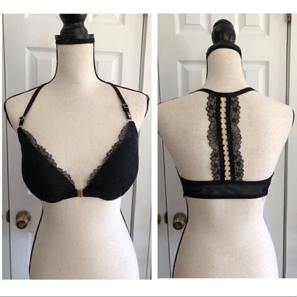 Victoria’s Secret Push-Up Strappy Plunge Bra in Black Lace - Picture 4 of 14